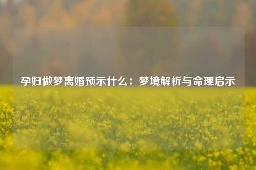 孕妇做梦离婚预示什么：梦境解析与命理启示