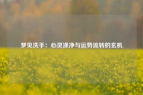 梦见洗手：心灵涤净与运势流转的玄机